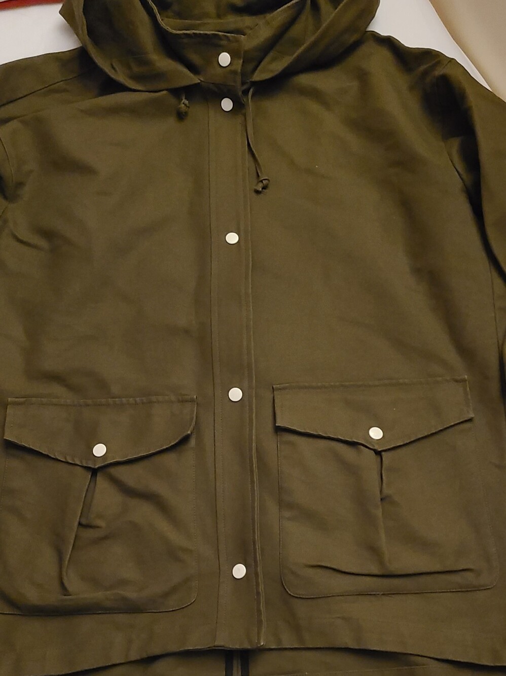 ZARA Women's Olive Green Cotton Hooded Field Jacket